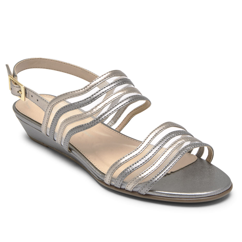 Rockport Singapore Womens Sandals - Total Motion Zandra Mesh Silver - TP3642587